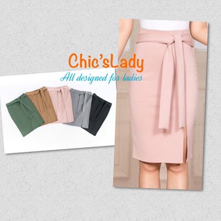 ส่งฟรี!! 1411-1415 #ChicLady’s #กระโปรงทำงาน #กระโปรงโรเชฟ ผูกเอว ผ่าหน้า ซิปหลัง