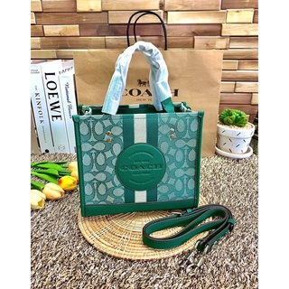 COACH DEMSEY TOTE IN SIGNATURE JACQUARD WITH COACH PAT ((C8417))