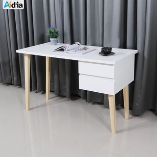 Aidia  โต๊ะเขียนหนังสือ สไตล์มินิมอล พร้อมลิ้นชัก 2 ลิ้นชัก สีขาว W60x120xH75 cm. โต๊ะทำงาน โต๊ะ Minimal Study Table