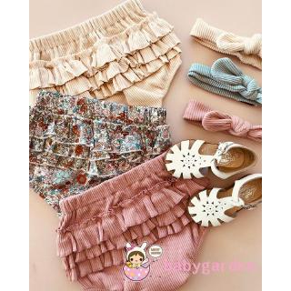 ღ♛ღBaby Girl Shorts Summer  Flower Printed Cake-Layered Big Bottom High-Waist Striped Shorts