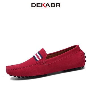 Dekabr รองเท้าโลฟเฟอร์ หนังนิ่ม สลิปออน ใส่สบาย สีแดง สําหรับผู้ชาย