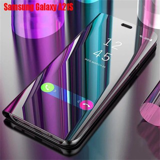 เคสมือถือ แบบฝาพับ ป้องกันรอย สำหรับ Samsung Galaxy A21s Case Cover Samsung A21s GalaxyA21s Stand Mirror Hard Flip Leather Case