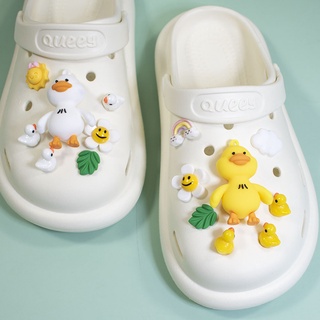 การ์ตูน เมฆสายรุ้ง Jibits Crocs ชุดดอกทานตะวัน Jibbits Croc โซ่ เป็ด หมู Jibitz สําหรับเด็ก รองเท้า อุปกรณ์เสริม ลูกอม รองเท้า จี้ หมุด ตกแต่ง