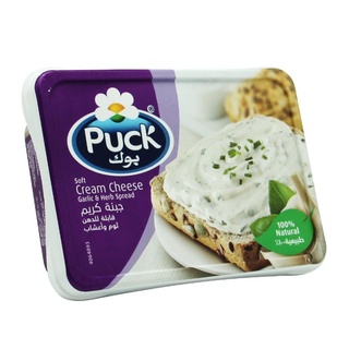 สินค้า PUCK Cream Cheese with Garlic 200 g. ครีมชีสเนื้อขาวรสชาติกระเทียม