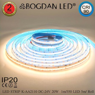 LED STRIP K-AA2110-350-4000K DC-24V  20W/1M IP20 ยี่ห้อBOGDAN LED แอลอีดีไฟเส้นสำหรับตกแต่ง 1750LED/5M 100W/5M Grade A