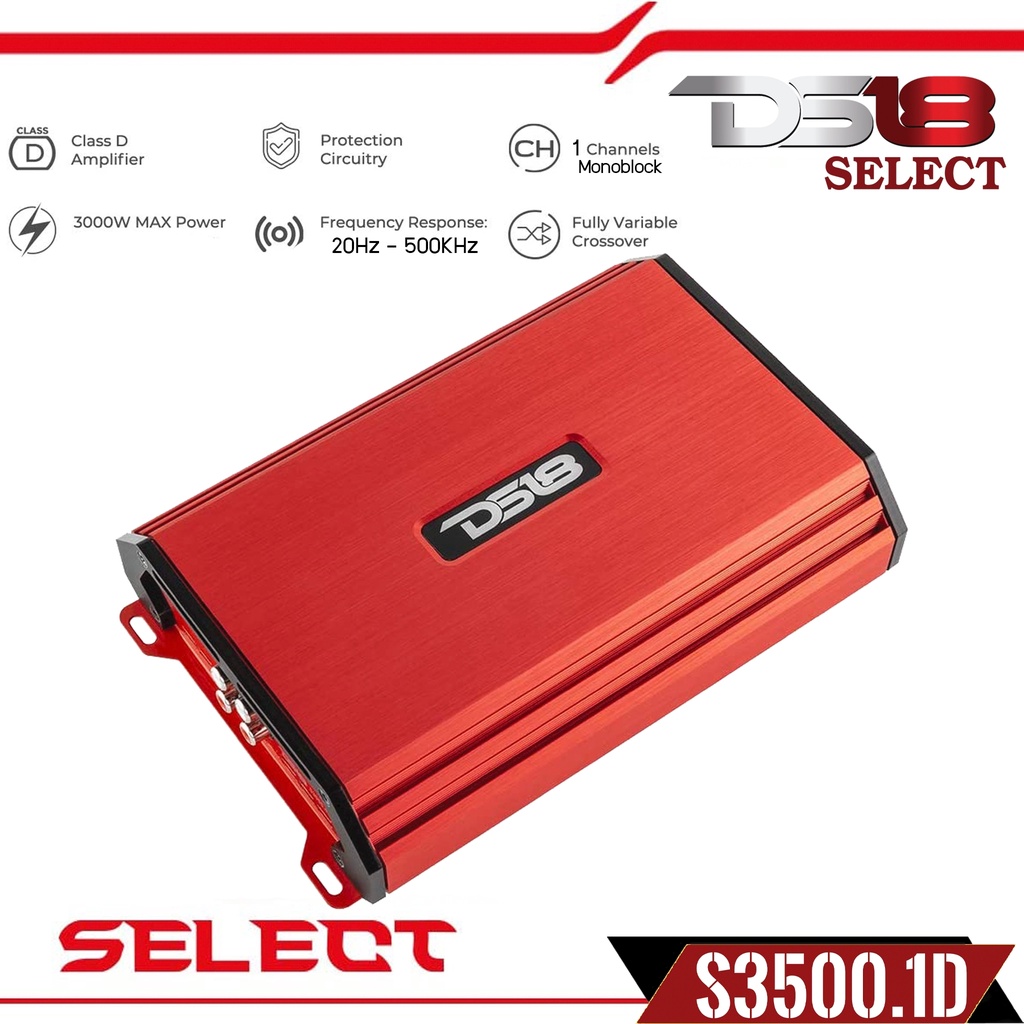 DS18 SELECT S-3500.1D สีแดง แอมพลิฟายเออร์ MonoBlock Class-D 1 แชลแนล ...