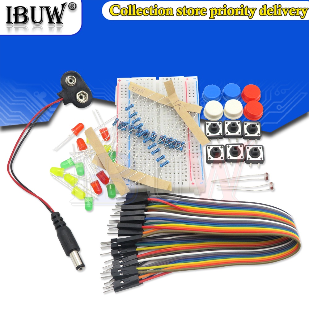 ชุดสตาร์ทเตอร์-สําหรับเบรดบอร์ด-uno-r3-mini-led-jumper-wire-button-for-arduino-diy-kit