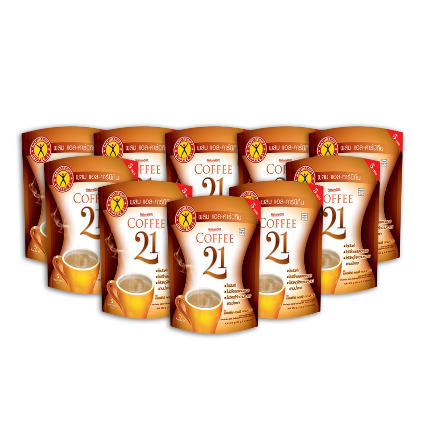 naturegift coffee 21 plus l carnitine -1 ชุด มี 10 ถุง (ถุงละ 5 ซอง) เนเจอร์กิฟ คอฟฟี่ ทเวนตี้ วัน สูตรผสมแอล-คาร์นิทีน Size:4 bottles - 720 Capsules California Date Shake skin cream