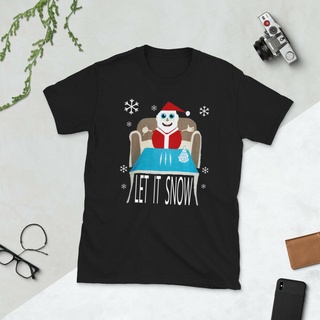 [S-5XL] เสื้อยืดแขนสั้น พิมพ์ลาย Snorting Santa Let It Snow Christmas สไตล์คลาสสิก ไม่ซ้ําใคร สําหรับผู้ชาย 310409