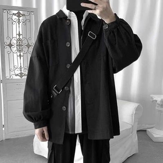 🔥Hot Sale Zijun ผู้ชายฤดูใบไม้ร่วง / ฤดูหนาวแจ็คเก็ตปกสีดำเข้มเวอร์ชั่นเกาหลีเทรนด์หลวมย้อนยุค Workwear เสื้อแจ็คเก็ตแข
