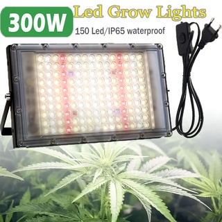 220V Full Spectrum LED Grow Light 300W ไฟปลุกต้นไม้ ไฟช่วยต้นไม้ตัวเร็ว แสงขาว มีสวิตช์ปิดเปิด สายไฟยาว1.5M