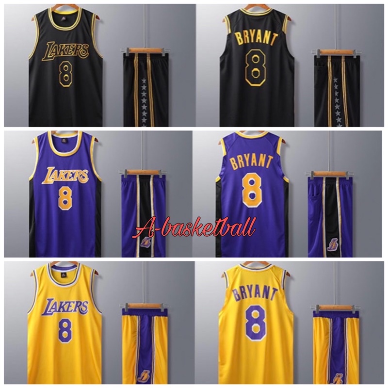 ชุดบาส-ทีม-lakers-เบอร์8-มีชื่อนักบาสและมีเบอร์