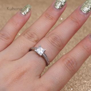 ภาพหน้าปกสินค้าBig Square Zircon Love Ring Minimalist Bride Promise Wedding Ring  Silver Filled Crystal Finger Ring ที่เกี่ยวข้อง