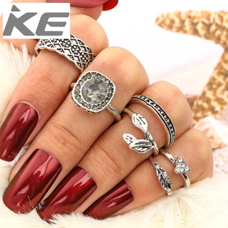 Vintage Inlaid Black Stone 6 Piece  Rings Ring Set for girls for women low price