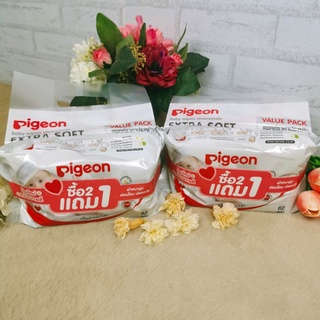 Pigeon พีเจ้น เบบี้ไวพส์ สูตรคาโมมายล์ ผ้าหนานุ่ม 82 ชิ้น จำนวน 2 ฟรี 1