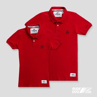 Rudedog เสื้อโปโล รุ่น 2 lines สีแดง (ราคาต่อตัว)