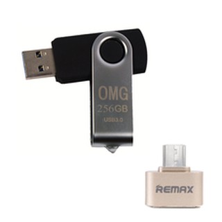 OMG Flash Drive 256 Gb USB 3.0 + Remax RA-OTG (Gold)