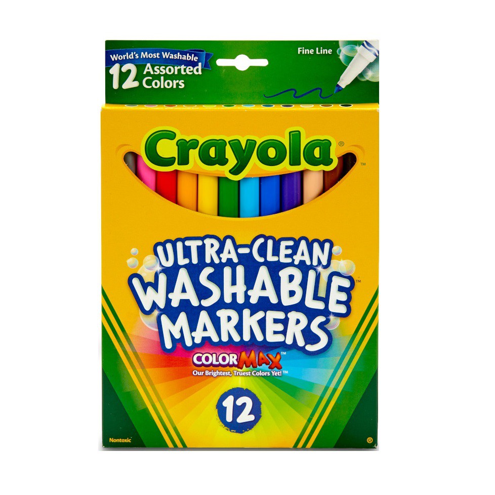 crayola-สีเมจิกล้างออกได้อัลตร้าคลีน12สี-หัวเล็ก