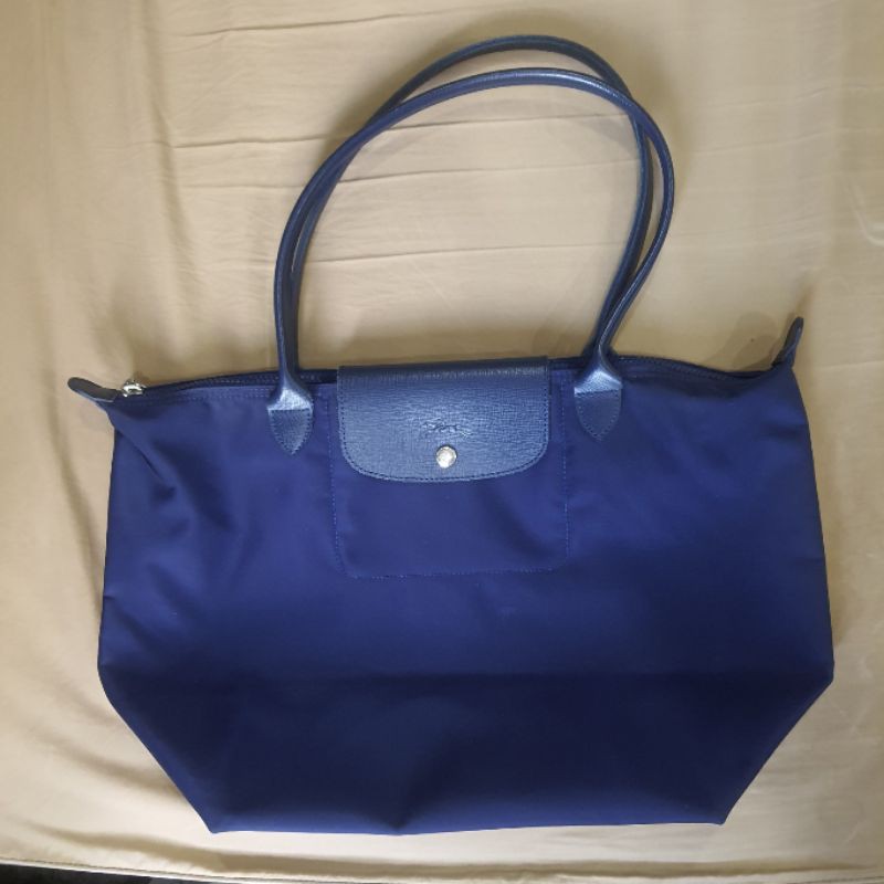 Used 100 Longchamp Le Pliage Neo Size L Long Navy Blue 2018 Collection Shopee Thailand