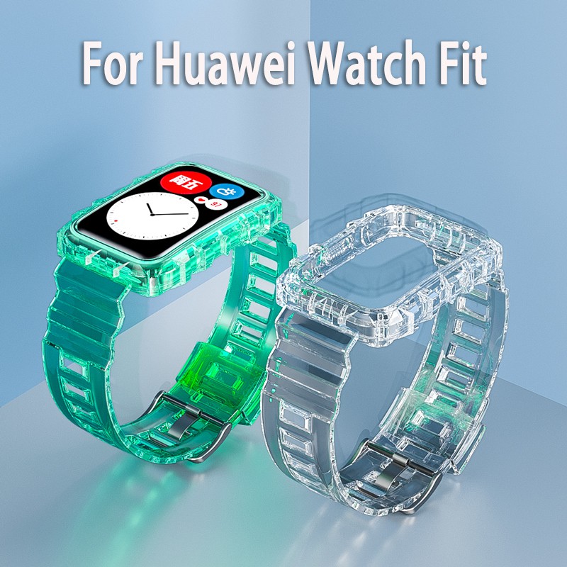 ภาพหน้าปกสินค้าสายนาฬิกาข้อมือสีใส และเคส สําหรับ Huawei Watch Fit
