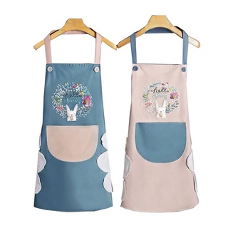 ผ้ากันเปื้อนกันน้ำสองชั้นเช็ดมือได้ ผ้ากันเปื้อนทําอาหาร Cooking Apron มีสไตล์ลายการ์ตูนน่ารัก LXFX NCQB