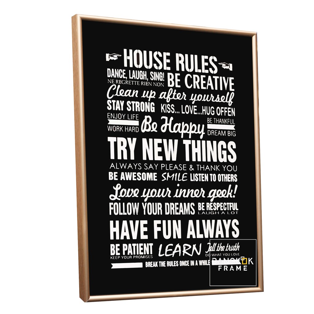 bangkokframe-คำคมพร้อมแขวน-กรอบคำคม-quote-frame-กรอบรูปพร้อมแขวน-house-rules-30x40-ซม-ของขวัญ-ของแต่งบ้าน