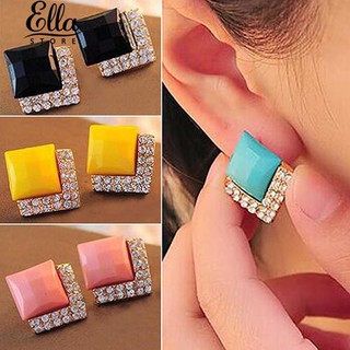 ภาพหน้าปกสินค้าเครื่องประดับคริสตัล Earrings Earstings ต่างหูสตรีม Elegant Square Crystal Rhinestone ที่เกี่ยวข้อง