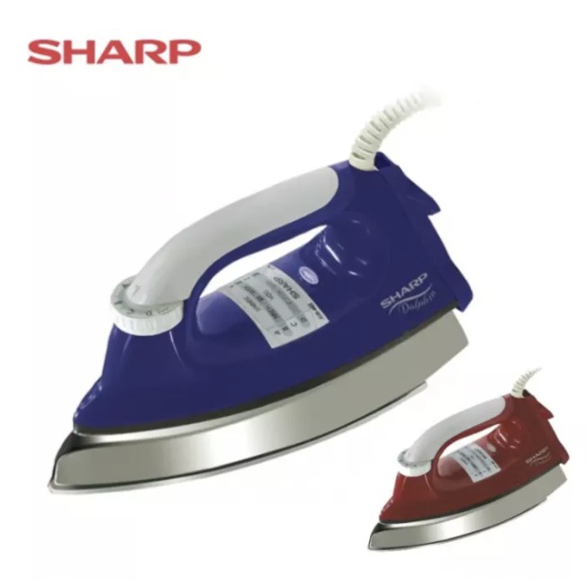 sharp-เตารีดแห้ง-รุ่น-am-465t-ผิวหน้าเคลือบโพลีฟลอน-poly-flon-สีน้ำเงิน-เตารีด-เตารีดชาร์ป-เตารีดผ้า-เตารีดโบราณ