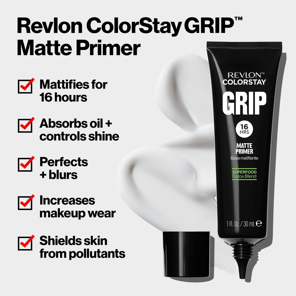 ข้อมูลเพิ่มเติมของ Revlon ColorStay Grip Matte Primer เรฟลอน คัลเลอร์สเตย์ กริป แมท ไพรเมอร์ (ไพรเมอร์เนื้อแมท , ไพรเมอร์คุมมัน , เบลอรูขุมขน , เครื่องสำอาง)