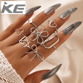 Ring Simple linear flower love bow oval 7-piece ring for girls for women low price
