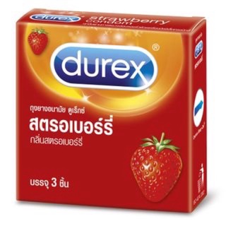 Durex สตรอเบอร์รี่ 52.5 มม. ผิวเรียบ