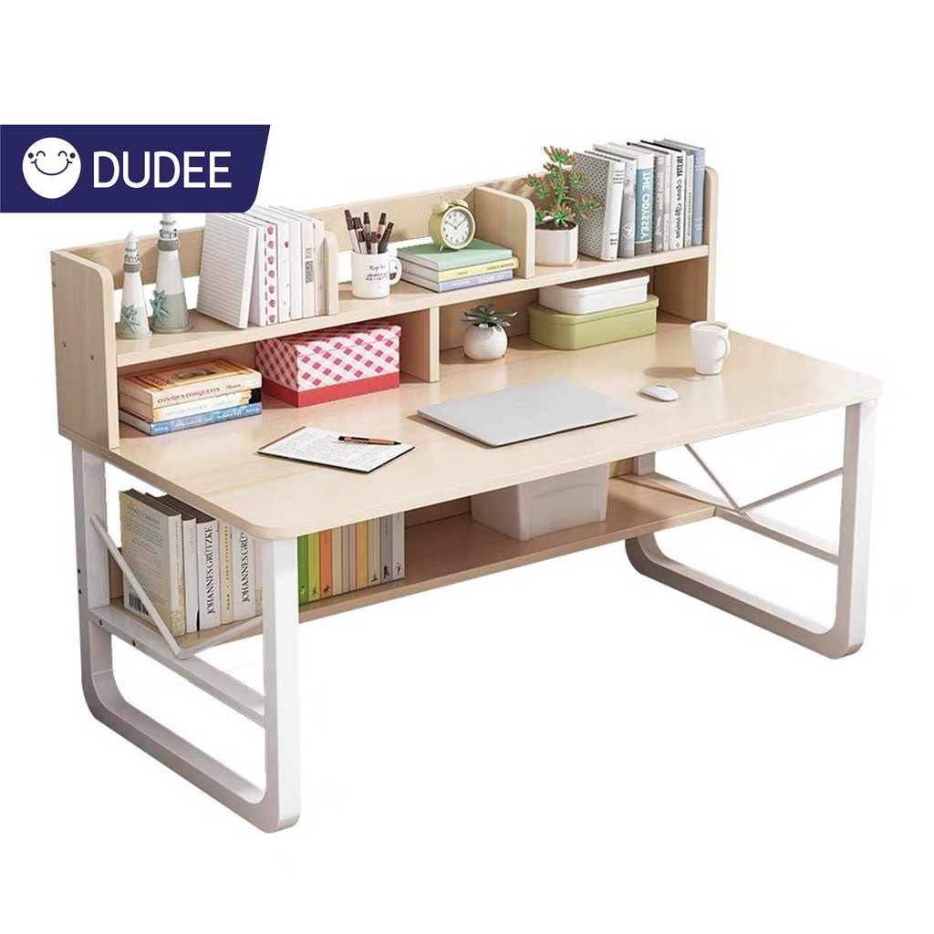 dudee-โต๊ะทำงานสไตล์โมเดิร์น-มีชั้นวางของ-โครงเหล็กแข็งเเรงทรงสูง-มีหลายขนาด