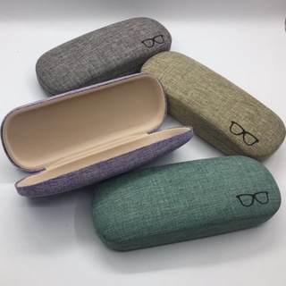 Portable Glasses Eyewear Box Case Bags Metal Linen Display Solid Color Fashion Glasses Protective Organizer