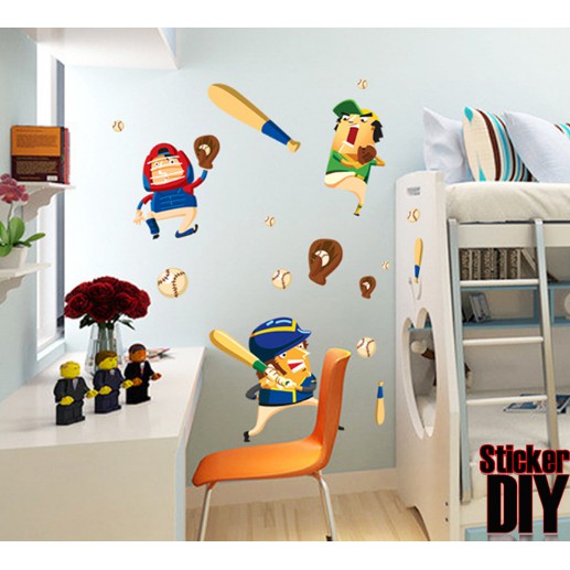 transparent-wall-sticker-สติ๊กเกอร์ติดผนัง-ทีมนักเบสบอล-กว้าง110xสูง100cm