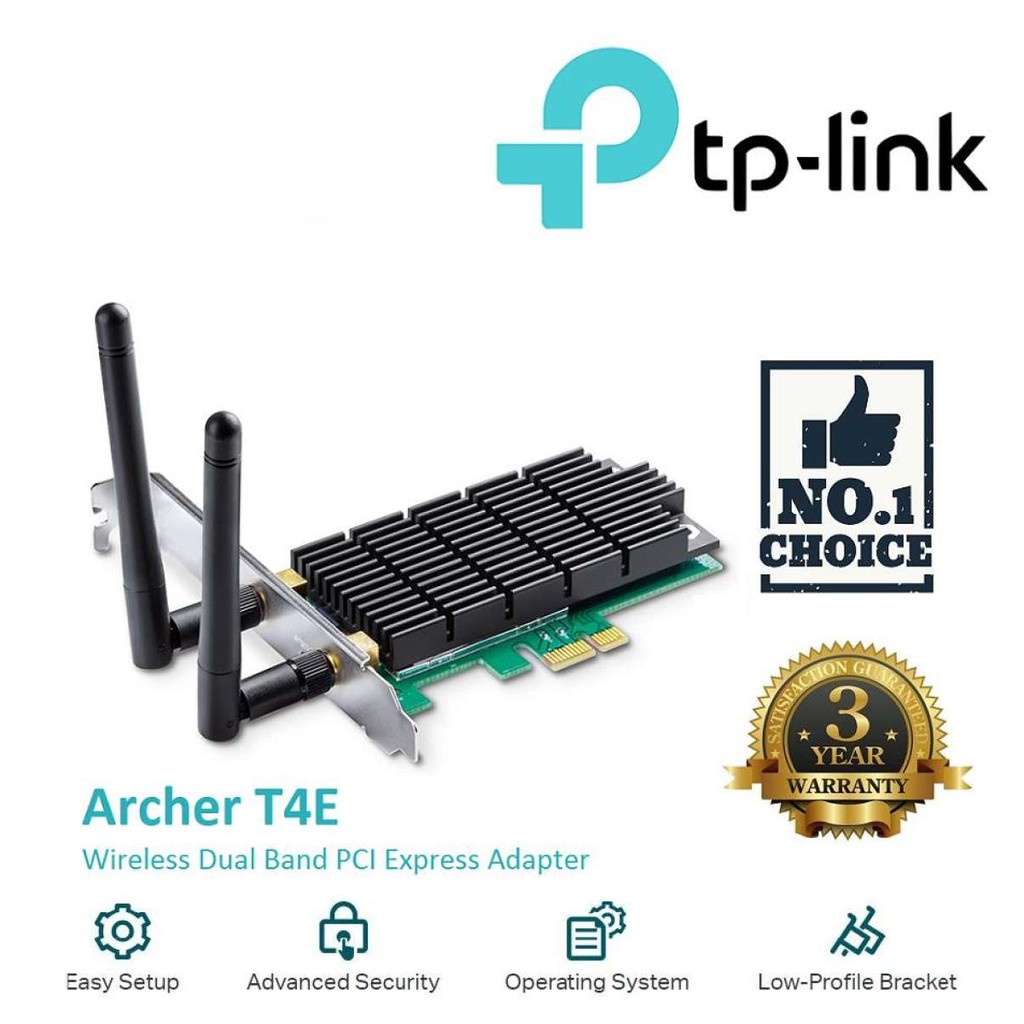 รูปภาพสินค้าแรกของTP-LINK (Archer T4E) AC1200 Wireless Dual Band PCI Express Adapter LT
