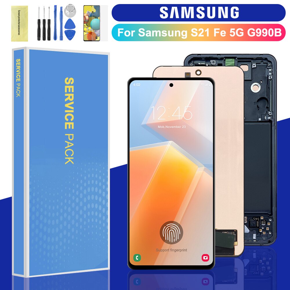 อะไหล่หน้าจอสัมผัสดิจิทัล LCD พร้อมกรอบ แบบเปลี่ยน สําหรับ  Samsung Galaxy S21 FE 5G S21FE