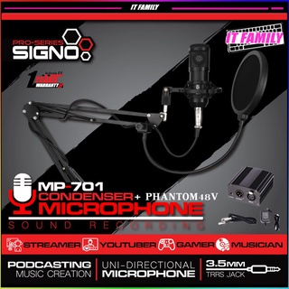 เช็ครีวิวสินค้าไมค์คอนเดนเซอร์ SIGNO Pro-Series MP-701+Phantom48 Microphone Condenser★★ประกันศูนย์ 1 ปี