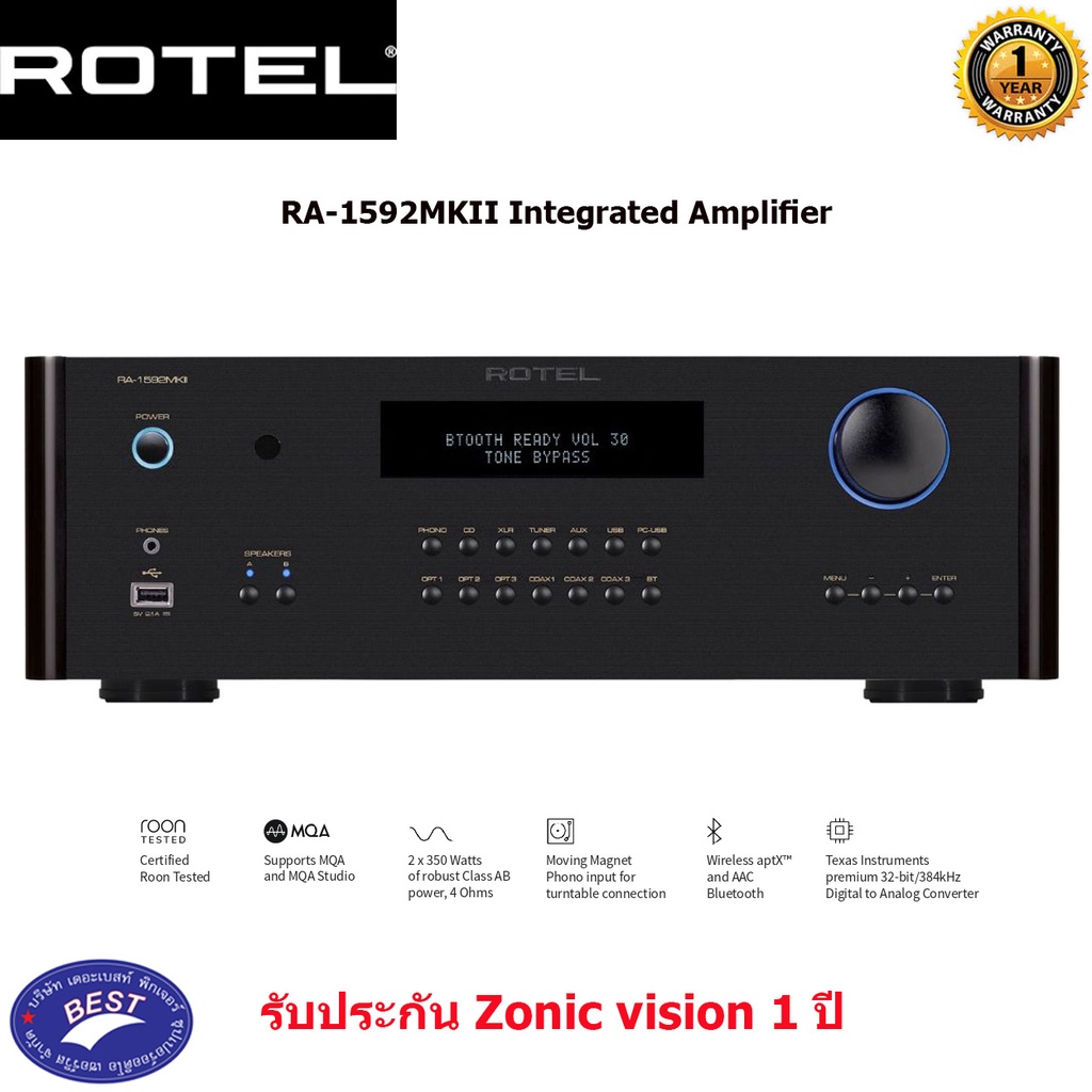 Rotel RA1592 MKII Integrated amplifier with builtin DAC and Bluetooth
