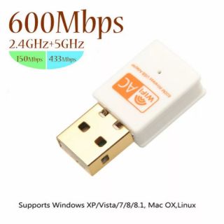 USB WiFi ADAPTER 600Mbps เสาอากาศ WiFi Dual Band 802.11b/N/G /AC Mini Wireless การ์ดเครือข่ายคอมพิวเตอร์ตัวรับสัญญาณ