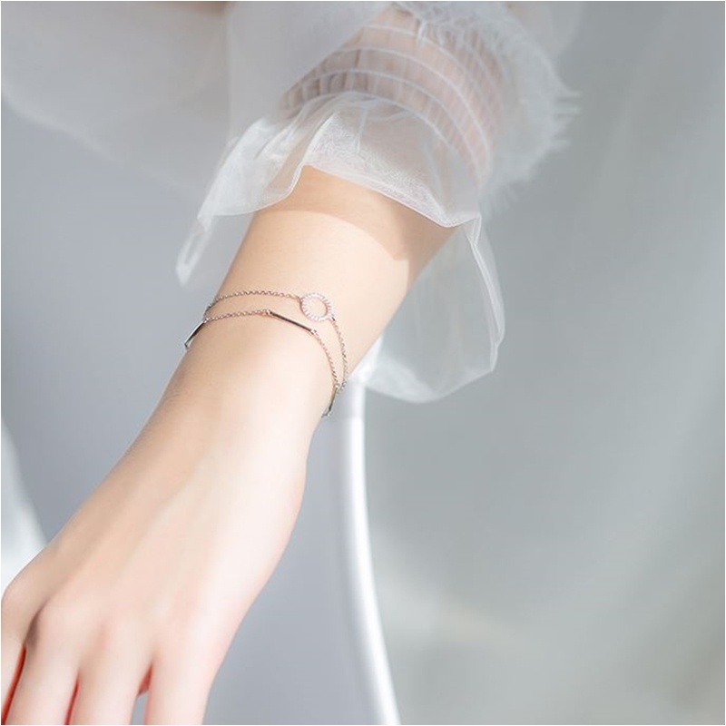 s925-hoop-bracelet-สร้อยข้อมือเงินแท้-เส้นคู่-แบบเรียบง่าย-ใส่สบาย-เป็นมิตรกับผิว