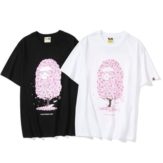 เสื้อยืด HH APE เสื้อกันหนาวผ้าฝ้ายสไตล์ใหม่กลางแจ้งคอกลมแขนสั้น BAPE Unisex ราคาดี