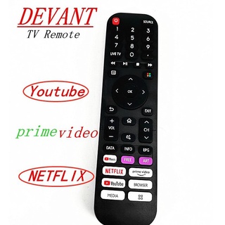 En2n30h Devant รีโมตคอนโทรล สําหรับเครื่องเล่น Devant LCD LED Tv Prime Video YouTube NETFLIX พร้อมรีโมตสมาร์ททีวี