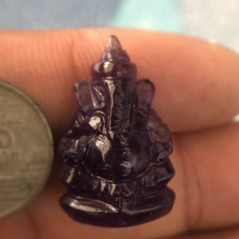 พระพิฆเนศ-บูชา-ขนาดห้อยคอ-หินสีม่วงอเมทิสต์-amethyst-purple-stone