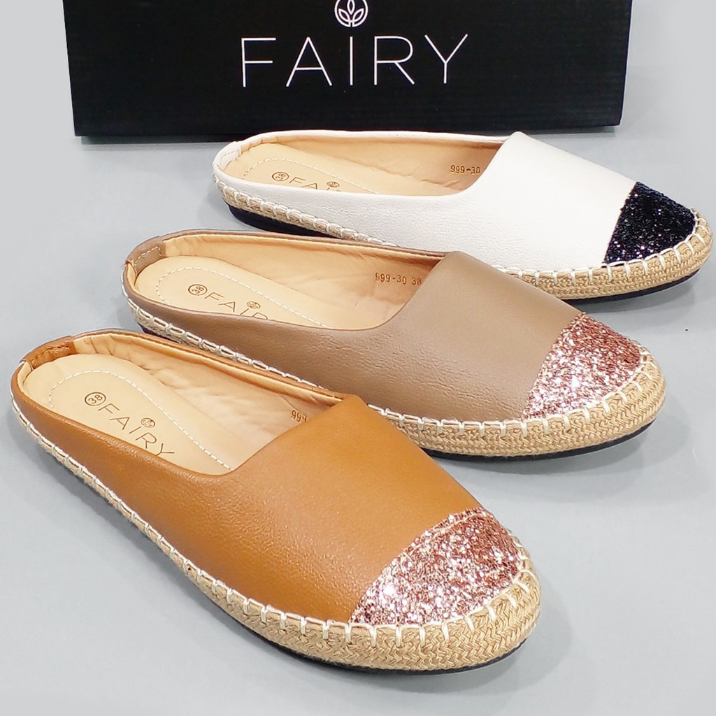 ภาพสินค้ารองเท้าส้นแบน 999-30 เปิดส้น หัวกากเพชร พื้นนุ่มใส่สบาย FAIRY จากร้าน fairyfine บน Shopee ภาพที่ 2