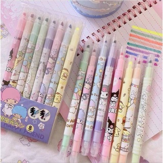 1pc Sanrio ลบปากกาเน้นข้อความ kuromi เครื่องหมายปากกา Cinnamoroll ปากกาเน้นข้อความ  My Melody ของฉันปากกา Hello Kitty ของขวัญเครื่องเขียน