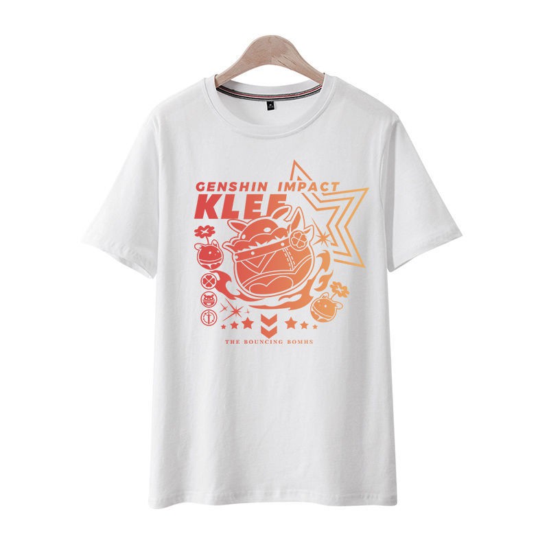 cotton-tshirts-๑-yuanshen-รอบอะนิเมะเสื้อยืด-paimeng-keli-ผู้ชายและผู้หญิงสองมิติฤดูร้อนคอกลมแขนสั้นเสื้อผ้า-cos-เทร