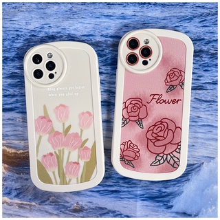 FOR IPHONE 15 6 6S 7 8 14 PLUS X XS XR 11 12 13 MINI MAX PRO Rose oval soft case