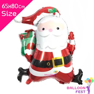 ลูกโป่งแซนต้า วิ่ง ขนาด 65x80ซม. ลูกโป่งคริสมาสต์ Christmas