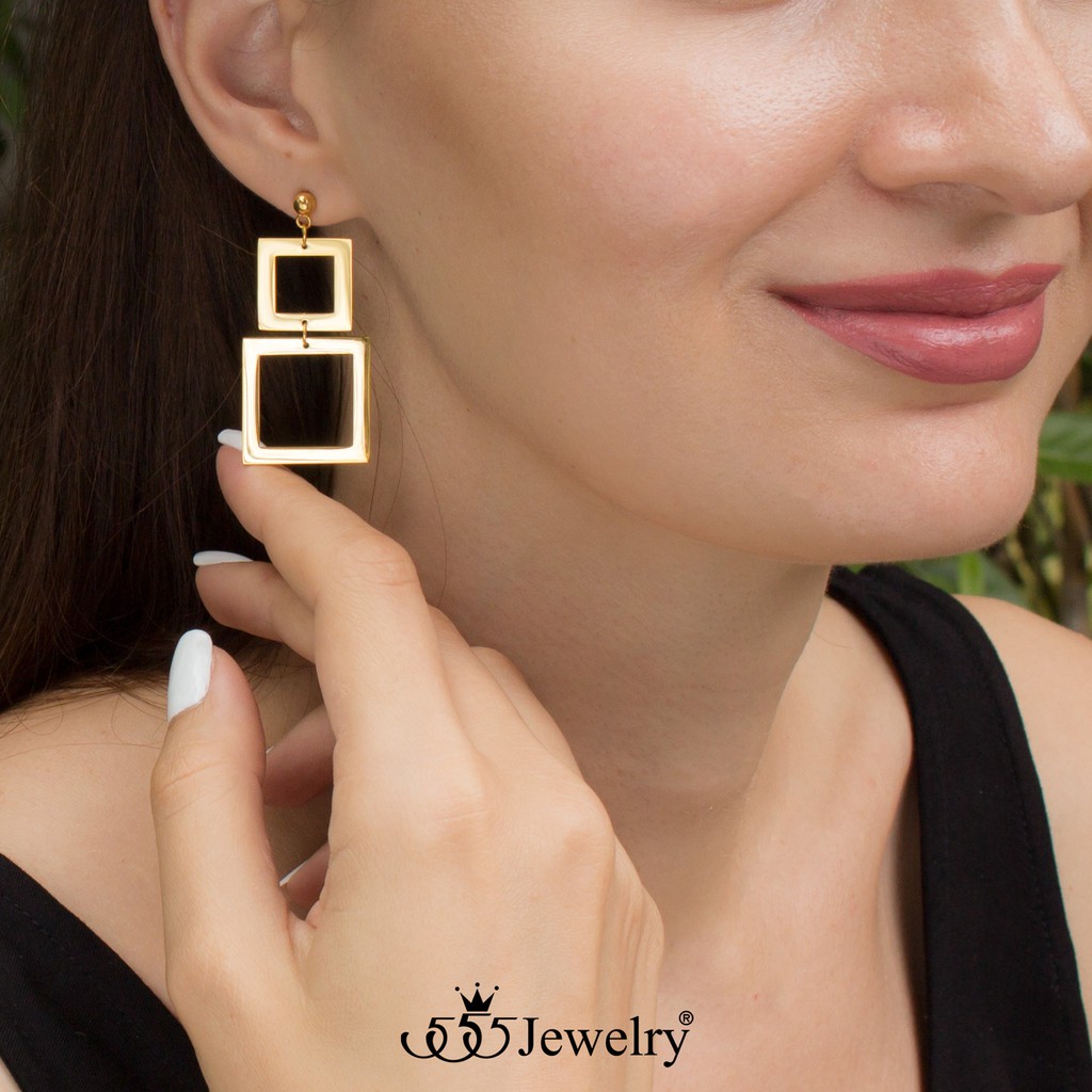 555jewelry-ต่างหูสตั๊ด-แบบต่างหูห้อย-สแตนเลส-รูปสี่เหลี่ยมจัตุรัส-รุ่น-mnc-er1112-ต่างหูผู้หญิง-ต่างหูสวยๆ-er25