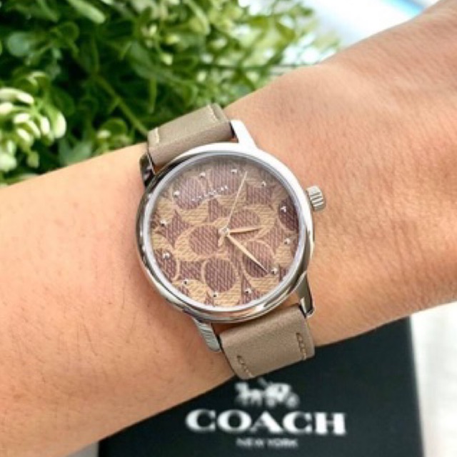 ผ่อน0-นาฬิกา-coach-small-ladies-gold-tone-red-leather-watch-สายหนังสีน้ำตาลอ่อน-หน้าปัด-c-น้ำตาลอ่อน-28-mm